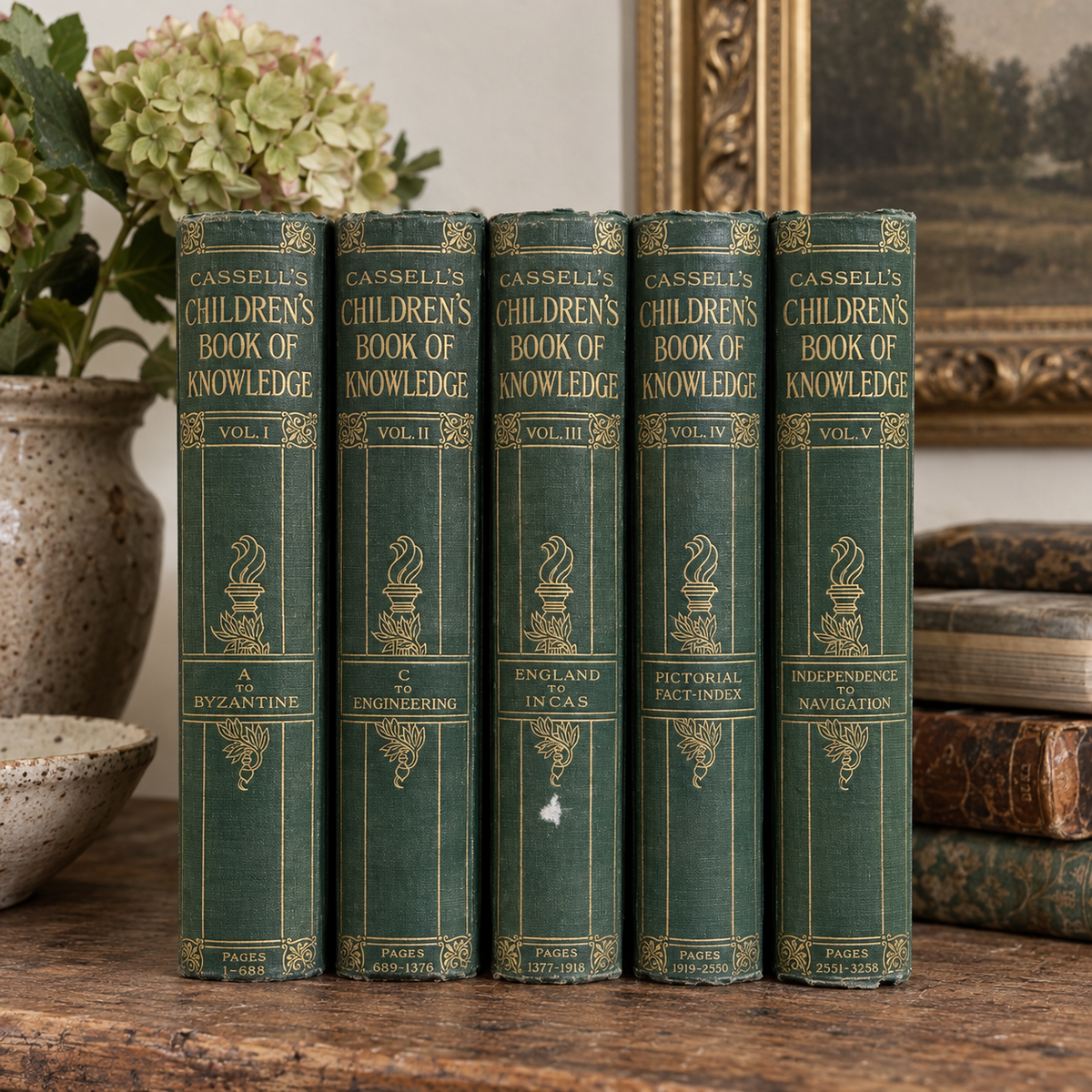 Antique Cassell’s Children’s Book of Knowledge – Five Volume Set, c.1920s–30s