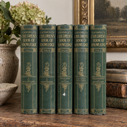 Antique Cassell’s Children’s Book of Knowledge – Five Volume Set, c.1920s–30s