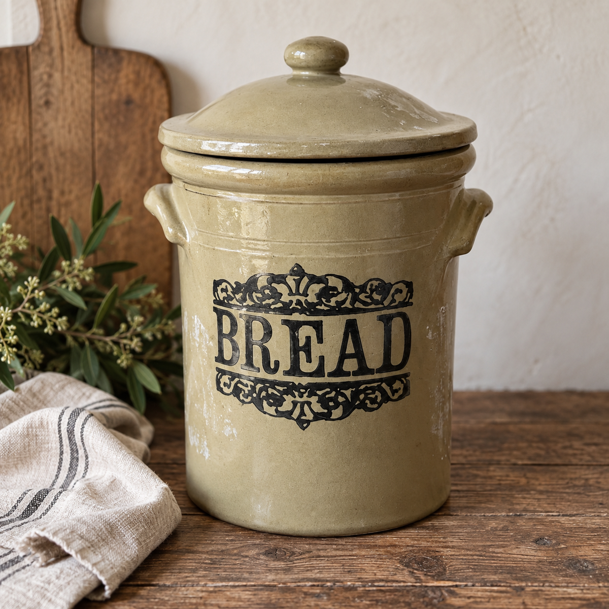 Vintage Moira Pottery Bread Crock
