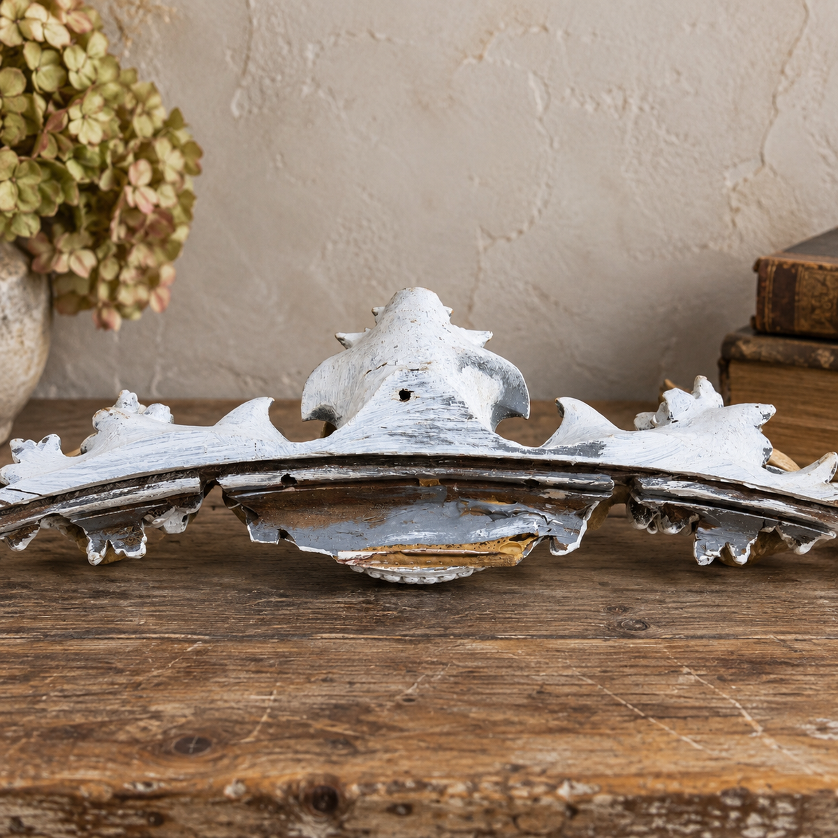 Antique French Gesso & Wood Pediment with Monogram