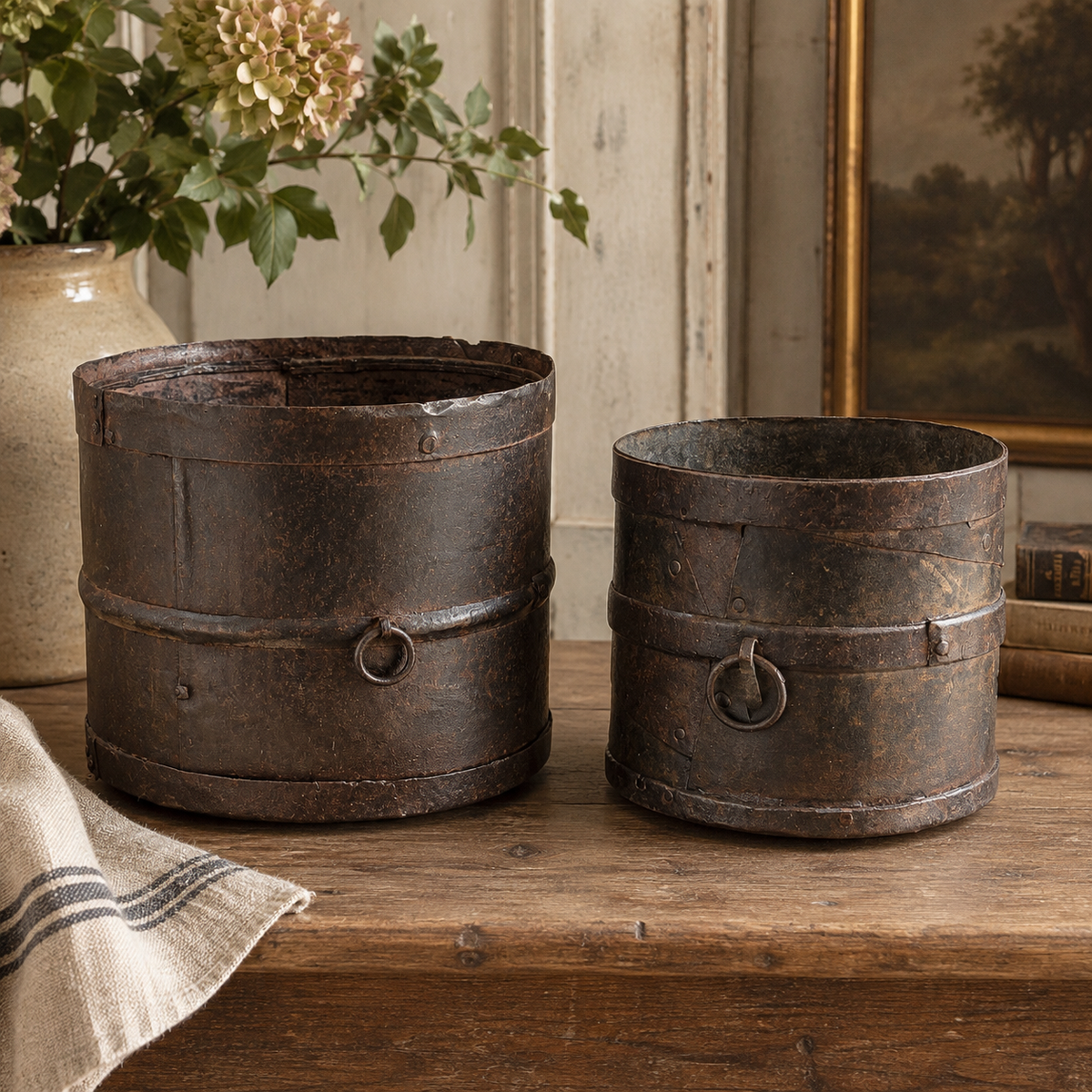 Antique Iron Grain Measures