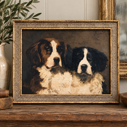 FRAMED CLASSICAL PAINTING - STRETCHED RIGID CANVAS -         “BEST BUDDY”
