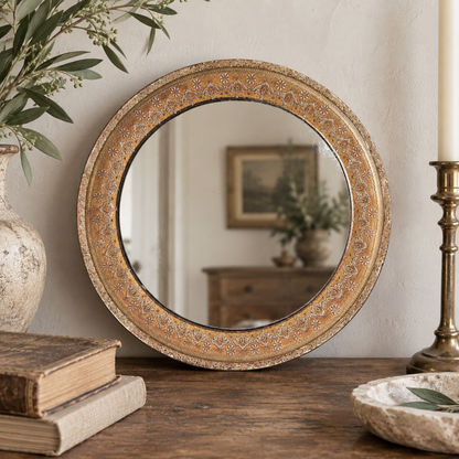 Vintage Florentine-Style Gilt Round Mirror