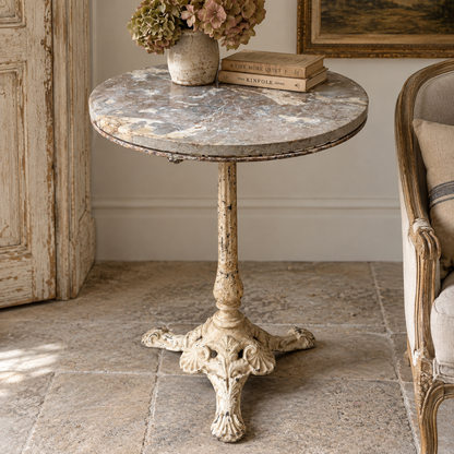 Antique Cast Iron & Marble Bistro Table, c. 1880–1900
