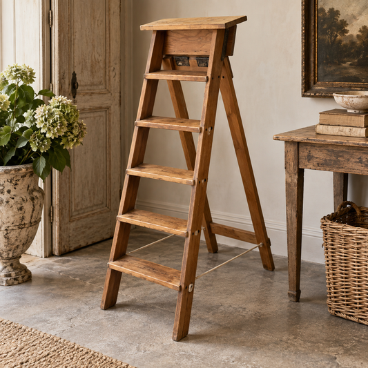 Vintage Wooden Folding Step Ladder | c. 1920s–1940s