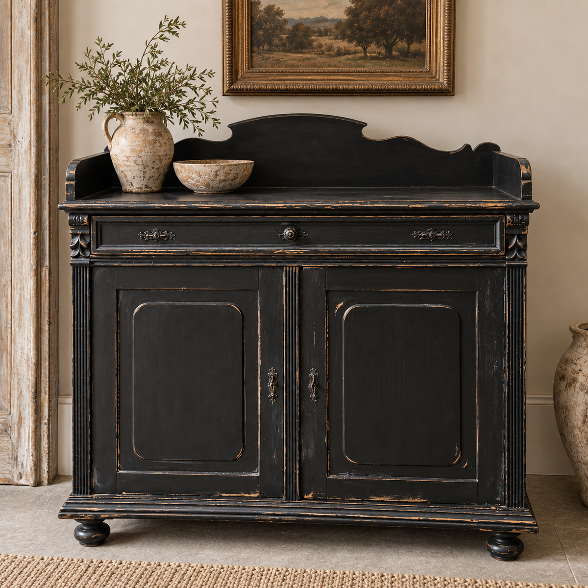 Antique English painted sideboard