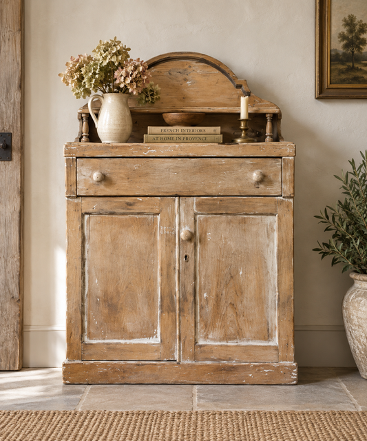 19th Century French Pine Galleried Cupboard