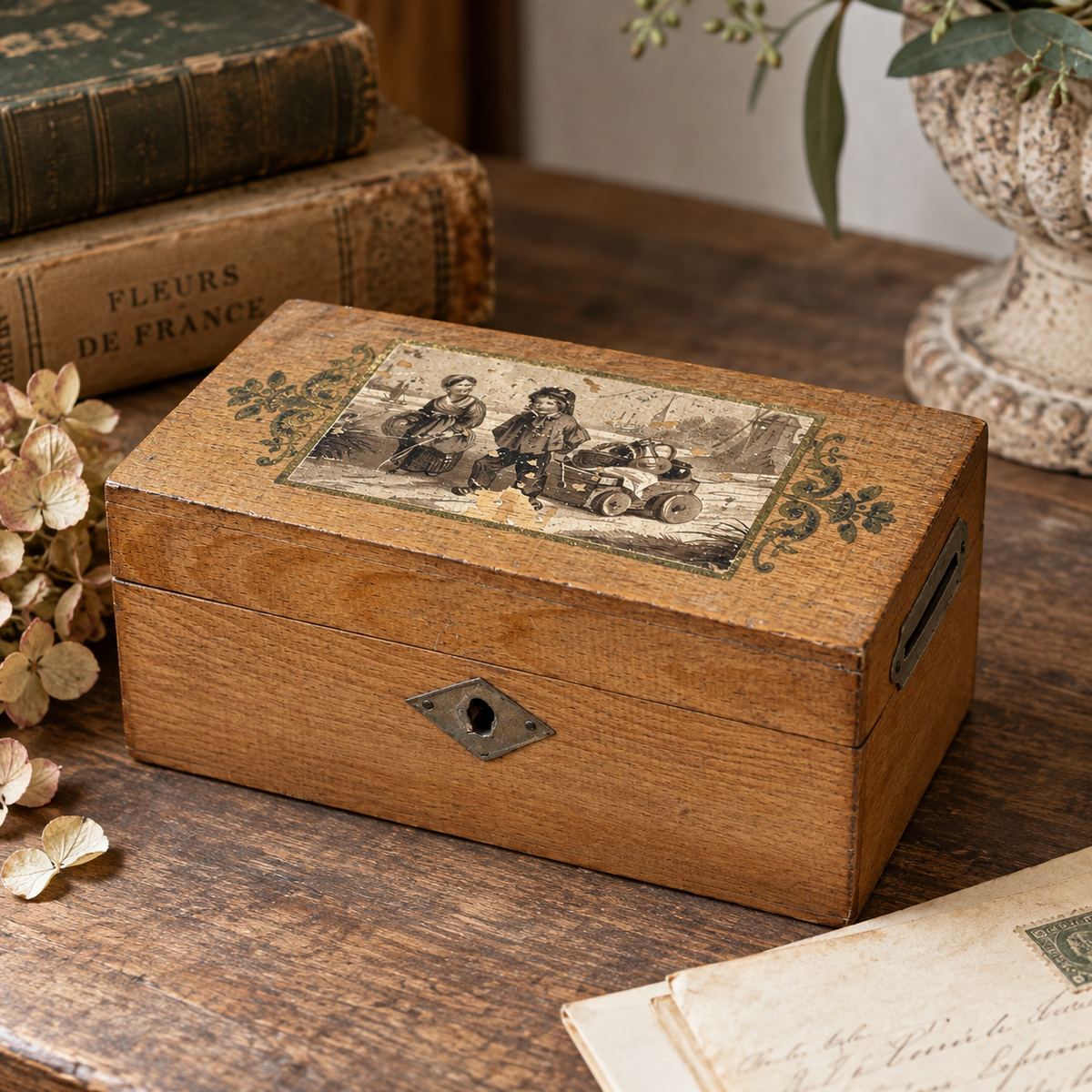 Antique wooden keepsake box
