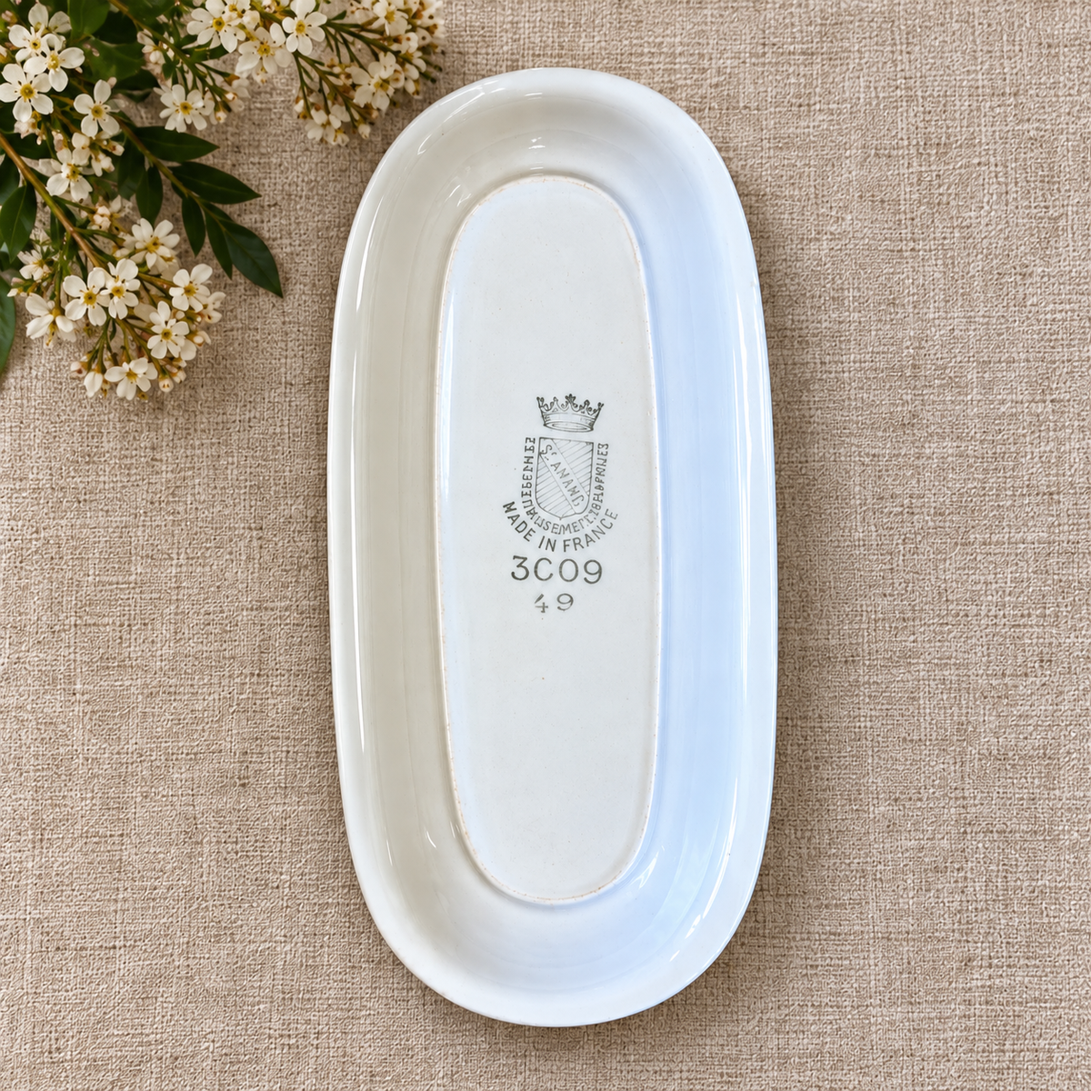 Vintage French St Amand Blue & White Soap Dish