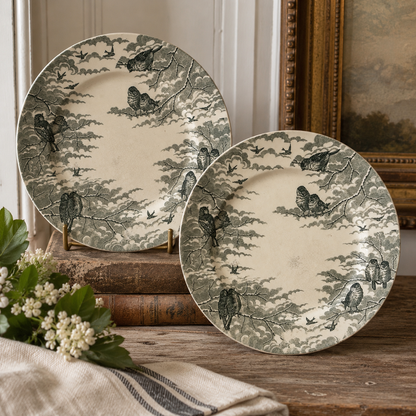 Antique Sarreguemines “Neige” Transferware Plates – Set of 2