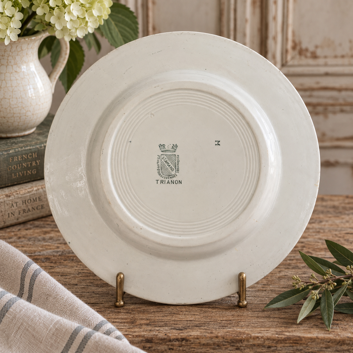 Antique French Sarreguemines “Trianon” Transferware Plates – Set of 6