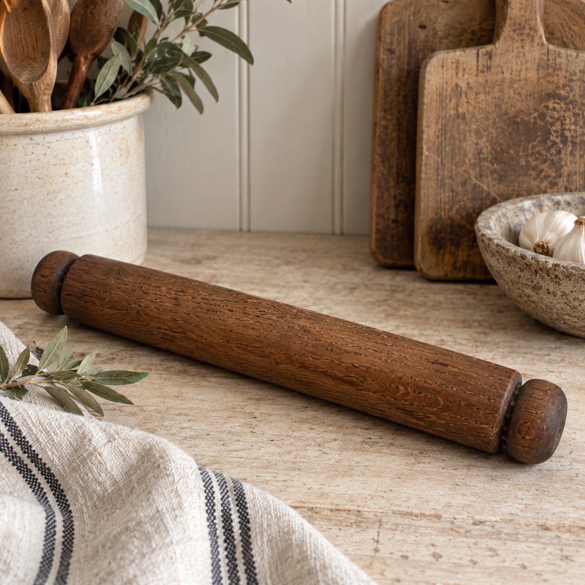 Vintage English Wooden Rolling Pin – 15”