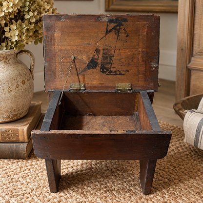 Antique English Leather Box Stool, c. 1900–1930