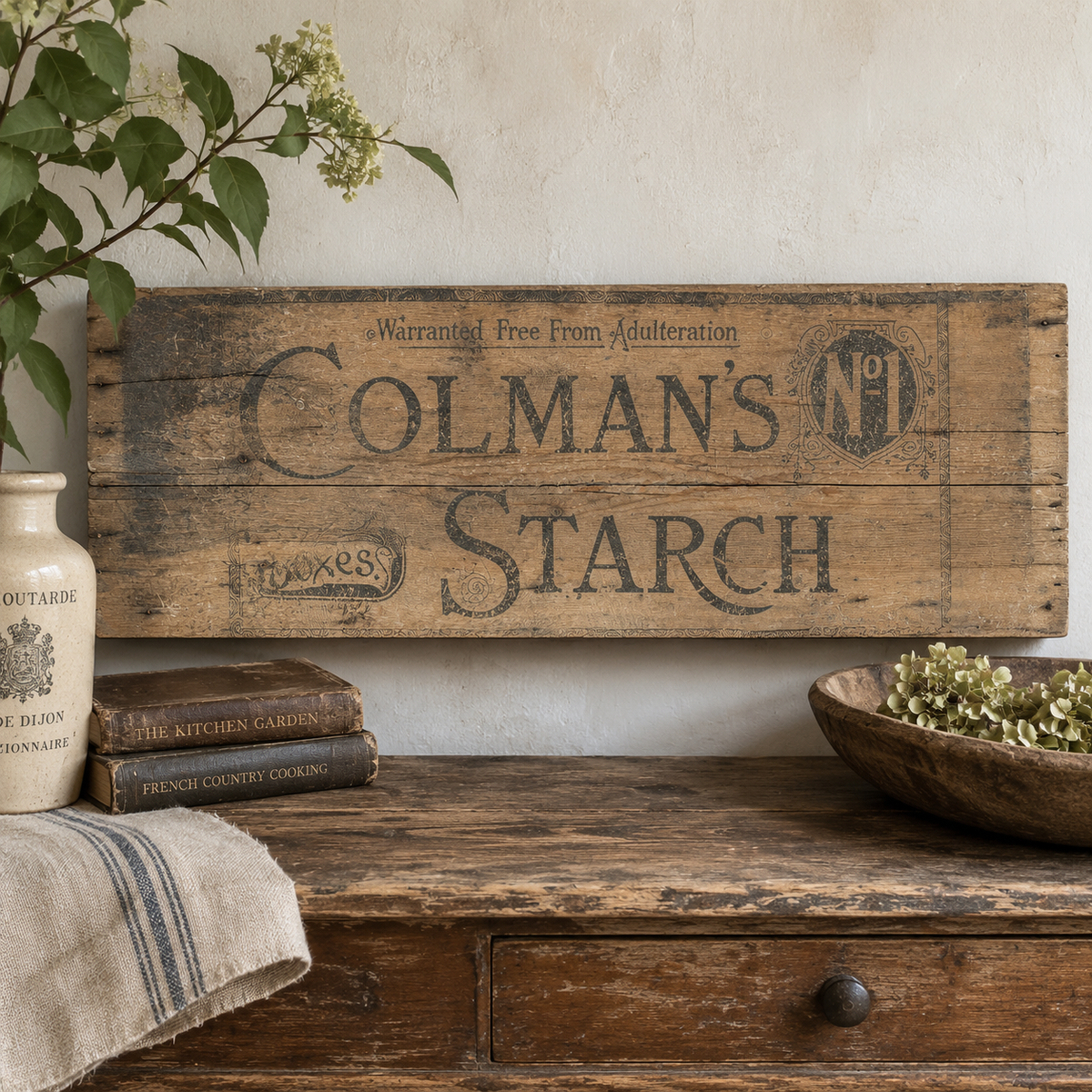 Antique English Colman’s No. 1 Starch Crate Panel