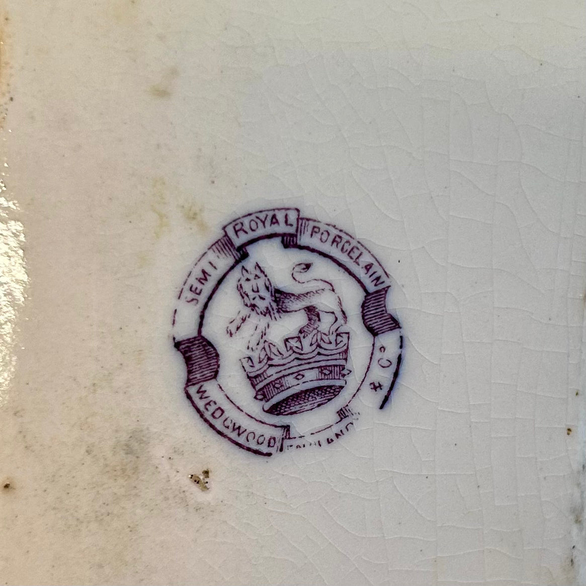 Antique English Wedgwood Purple Transferware Platter