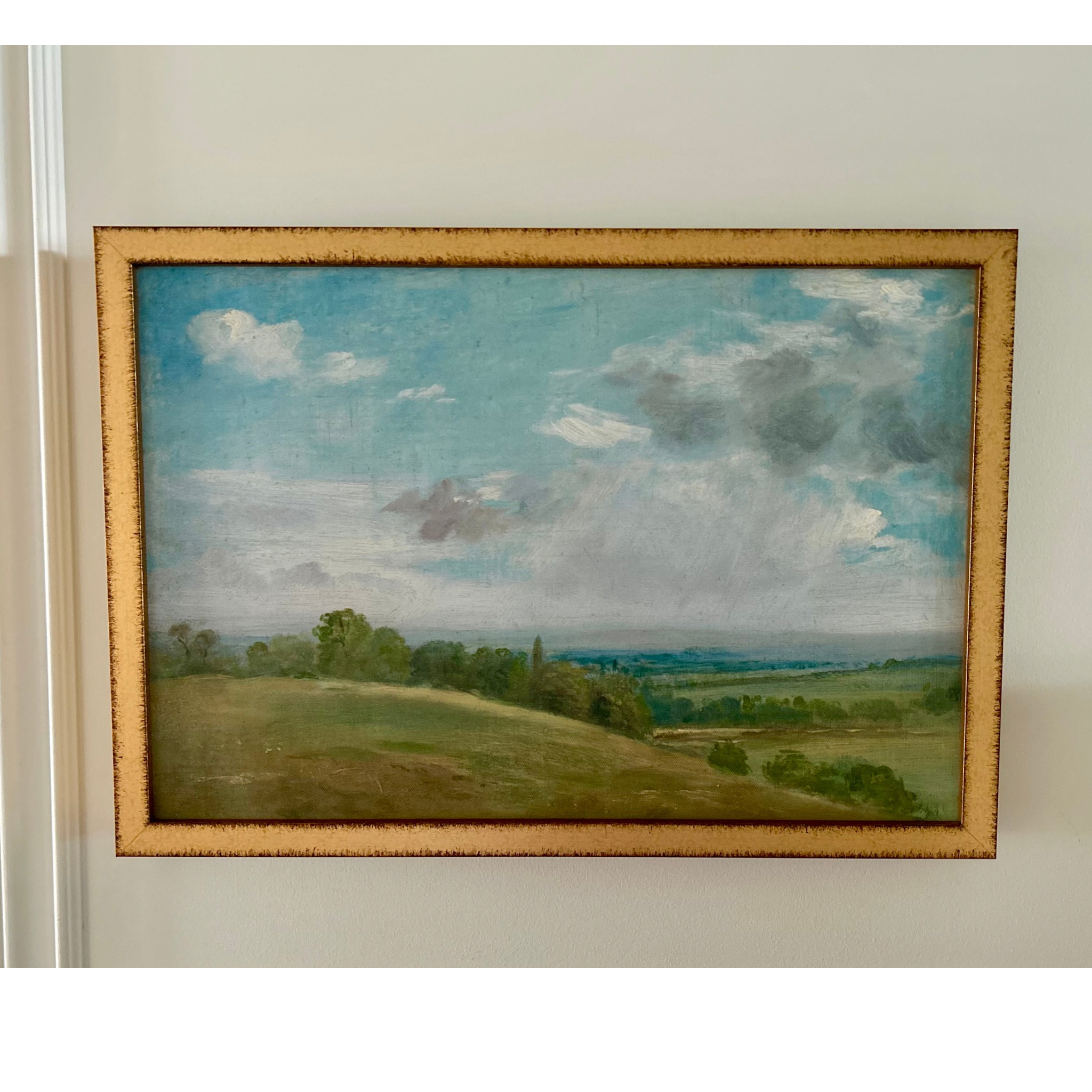 Summer landscape near Dedham in custom gold frame