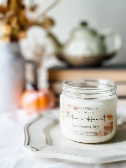 Autumn Harvest Candle, Apples + Cinnamon | Wood Wick | Decor