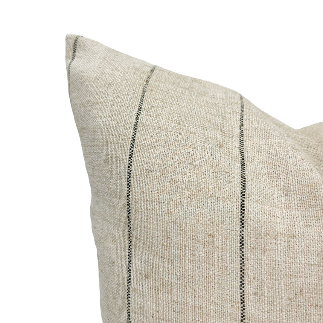 Darby | Neutral black stripe woven pillow cover