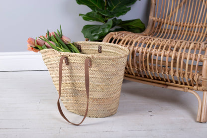 French Market Basket with Leather Handles