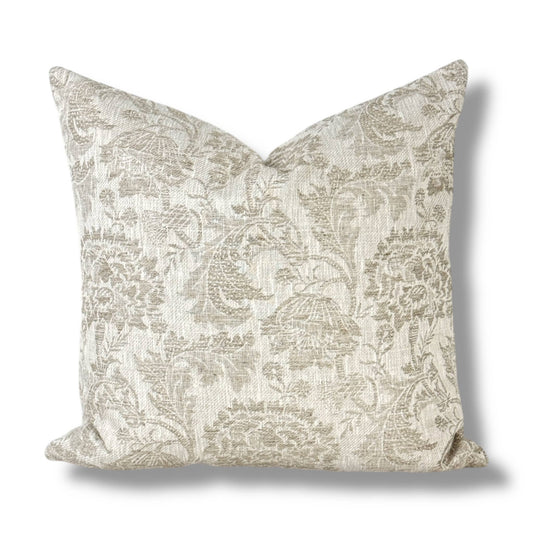Charlotte | Beige natural woven floral pillow