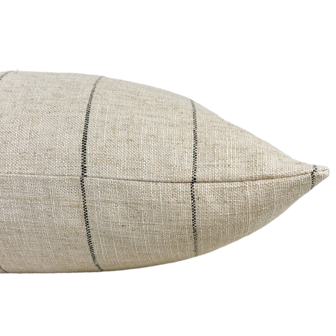 Darby | Neutral black stripe woven pillow cover