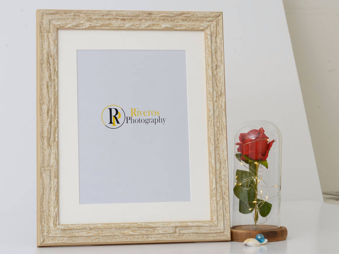 Marbleized Antique Ivory Finish Frame