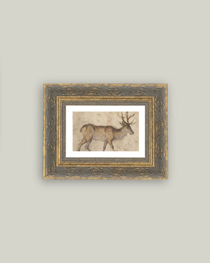 Vintage Reindeer Framed Antique Art