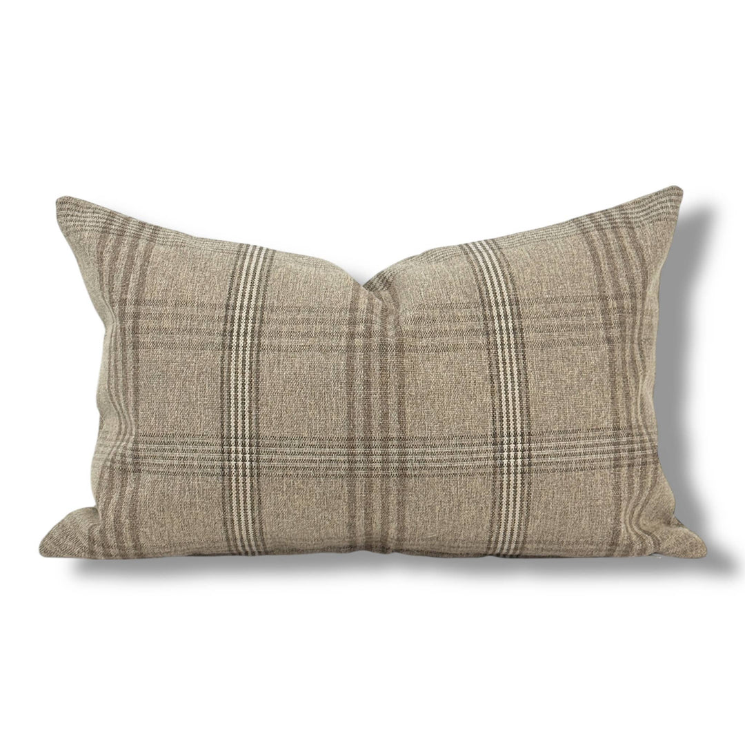 Worthington | Brown and beige neutral plaid pillow cover