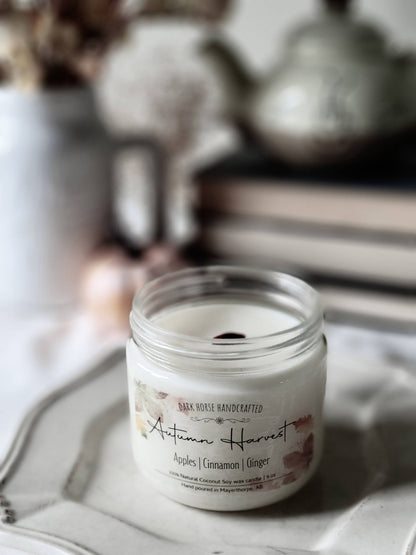 Autumn Harvest Candle, Apples + Cinnamon | Wood Wick | Decor