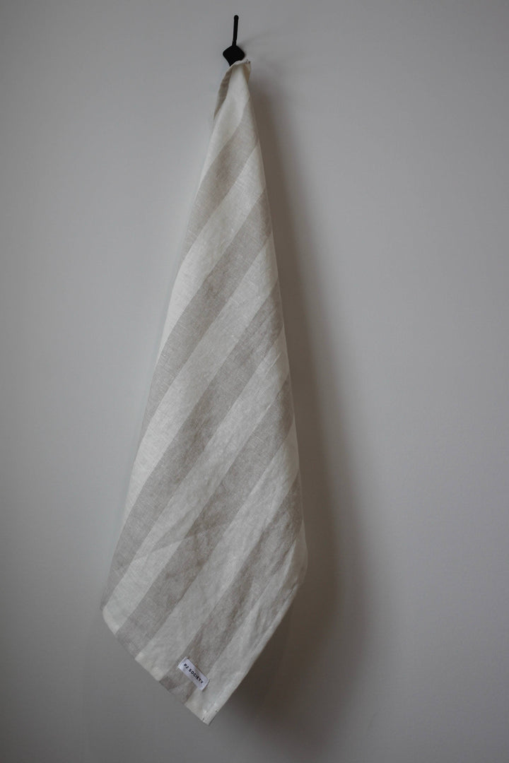 The Sawyer Tea Towel- Thick Beige Stripe