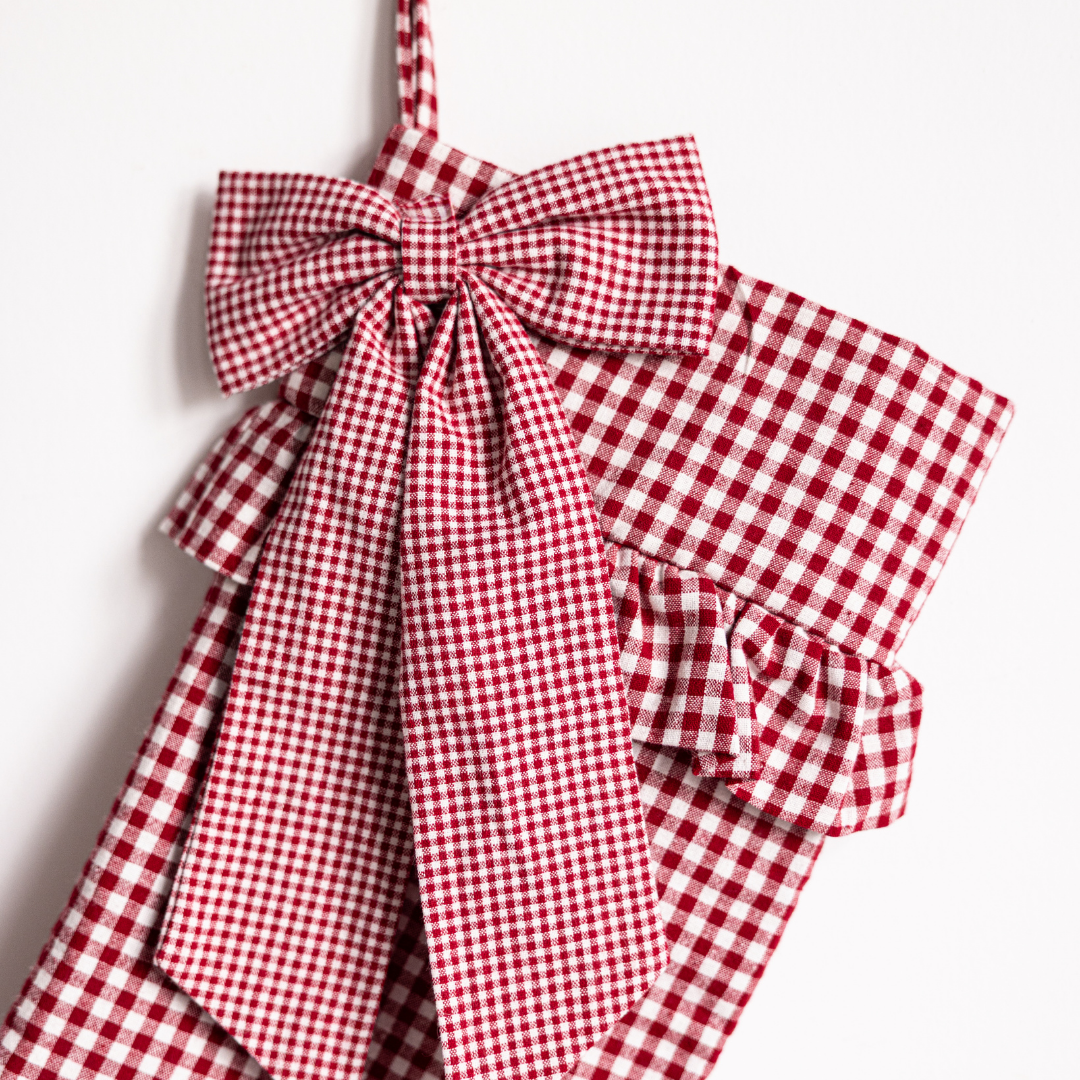 Red Gingham Bow Holiday Stocking