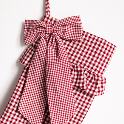 Red Gingham Bow Holiday Stocking