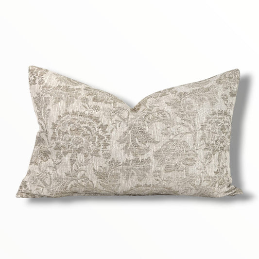Charlotte | Beige natural woven floral pillow