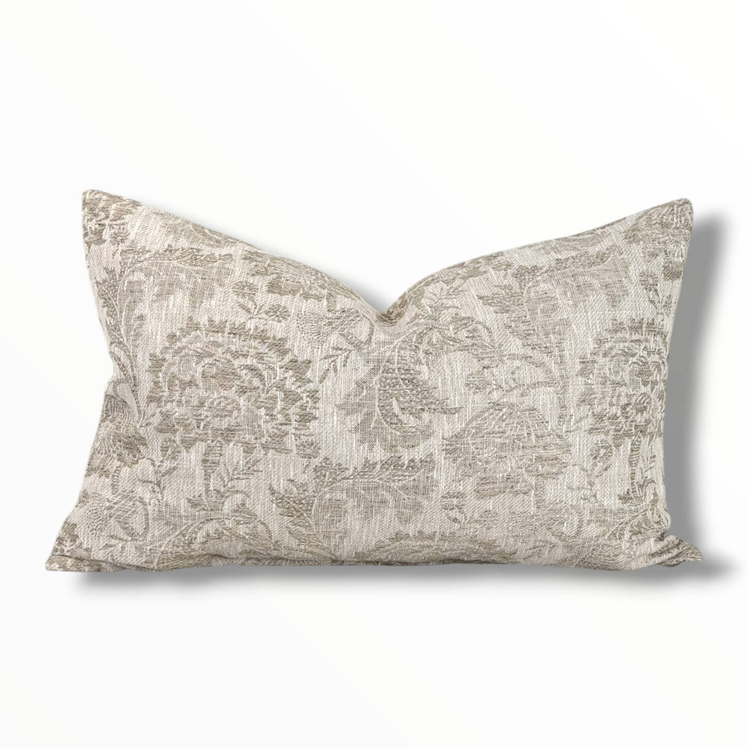 Charlotte | Beige natural woven floral pillow
