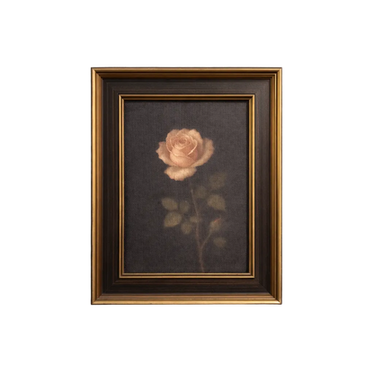 Moody Rose | Antique Inspired Brass Trim Black Framed Art