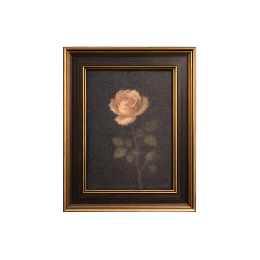 Moody Rose | Antique Inspired Brass Trim Black Framed Art