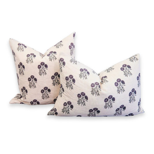 Signature Linen Brown Prairie Bloom Pillow Cover