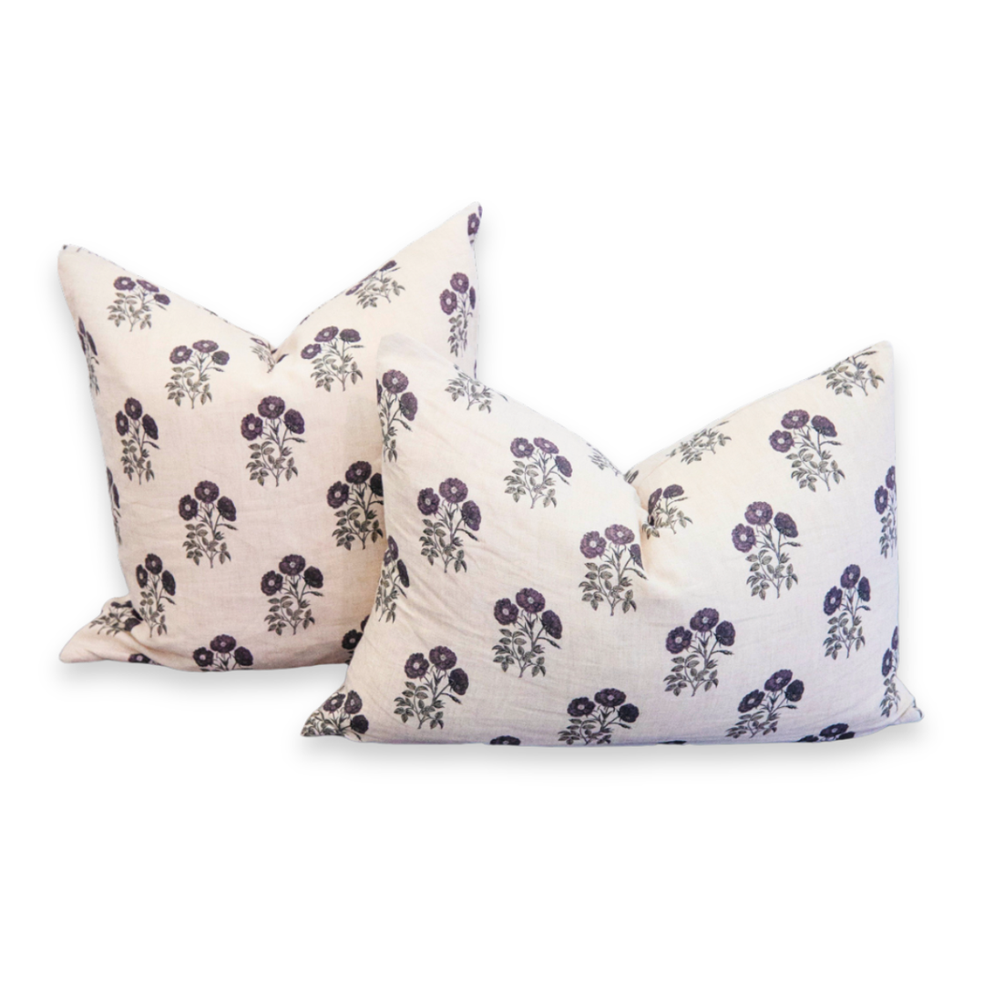 Signature Linen Brown Prairie Bloom Pillow Cover