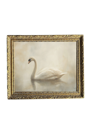 Vintage Swan | French Brass Gold Mould Framed Art