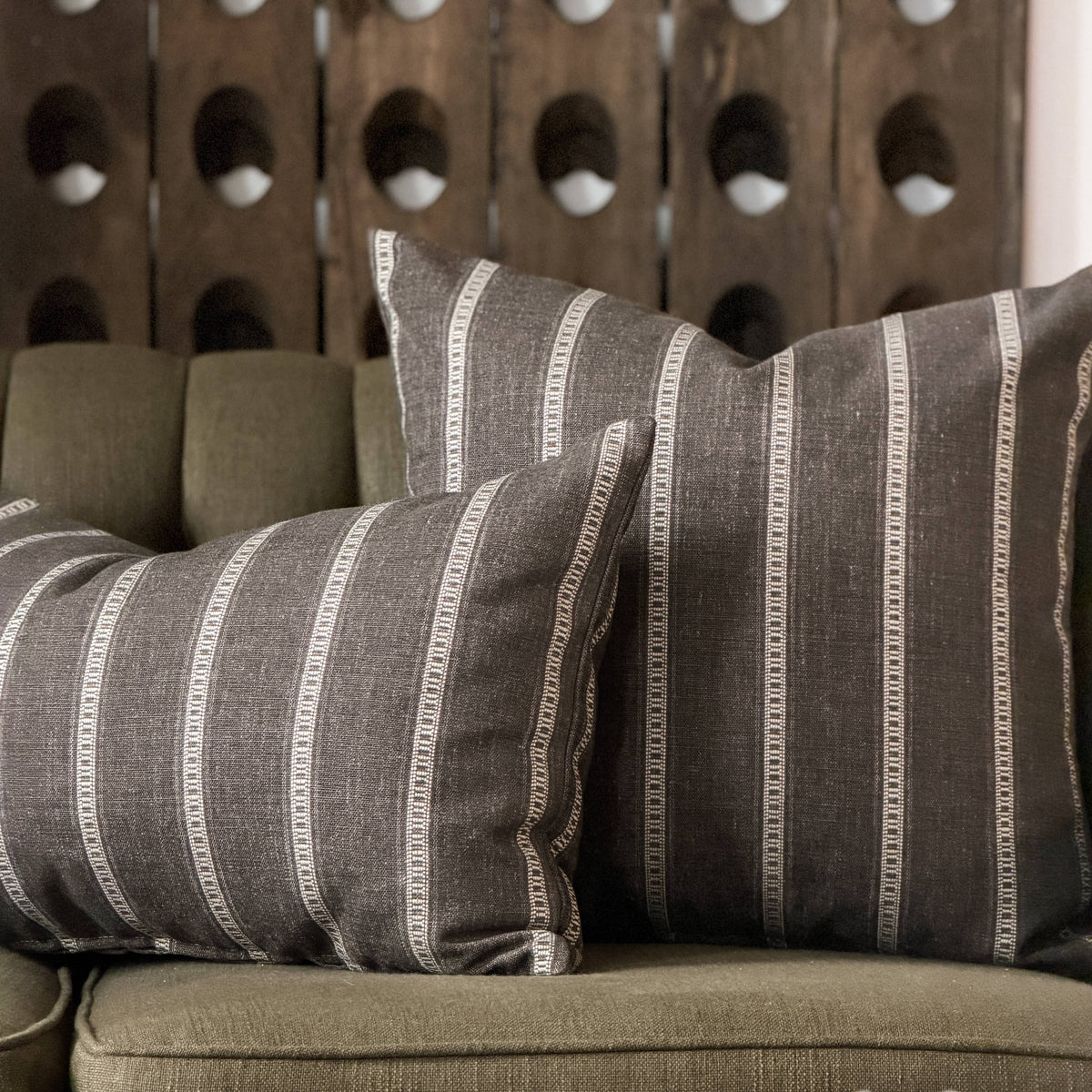 Charlie | Brown stripe woven pillow cover