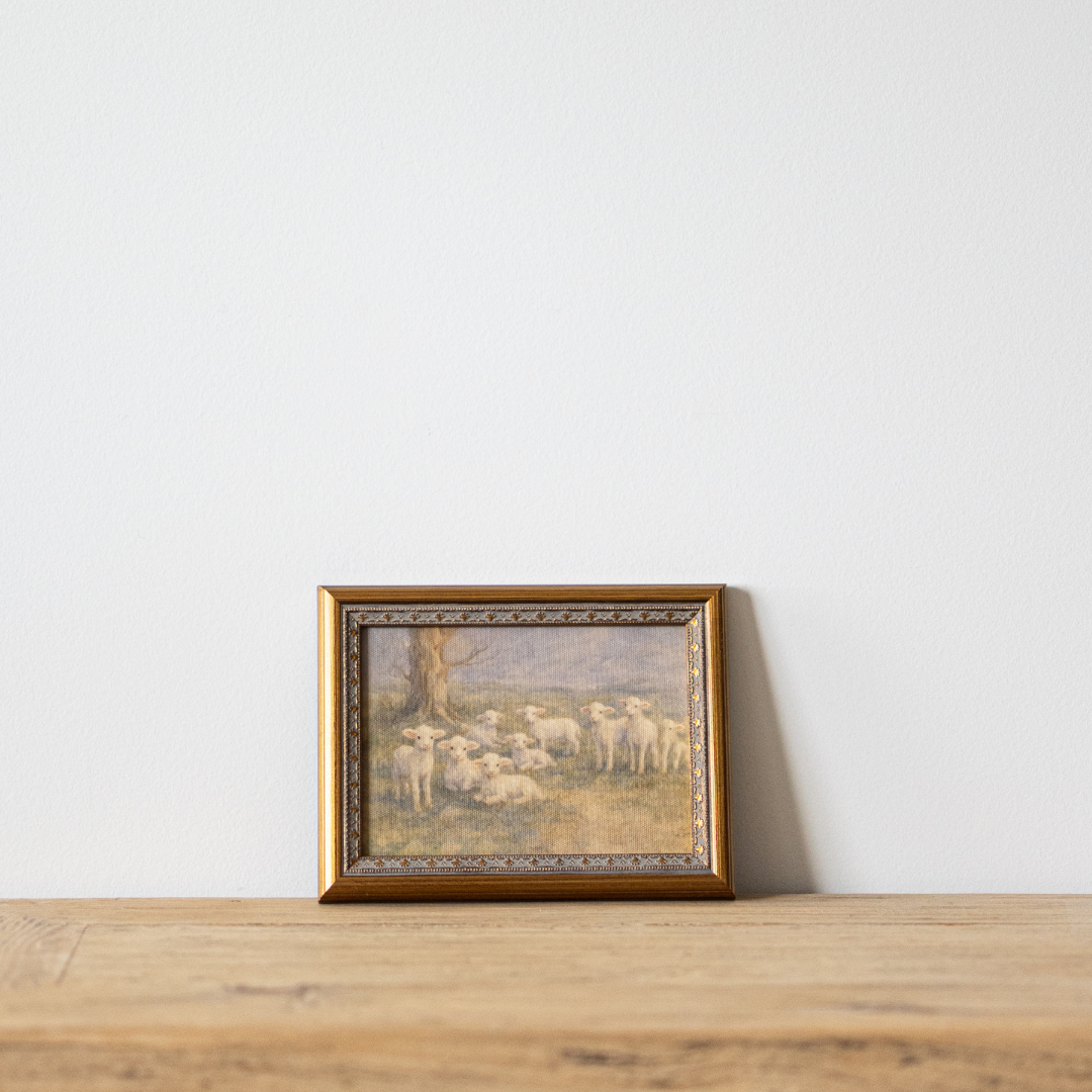 Meadow Lamb | Antique Inspired Brass Mould Framed Art