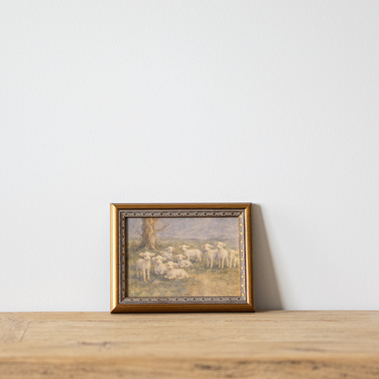 Meadow Lamb | Antique Inspired Brass Mould Framed Art