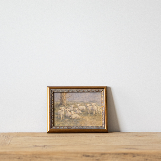 Meadow Lamb | Antique Inspired Brass Mould Framed Art