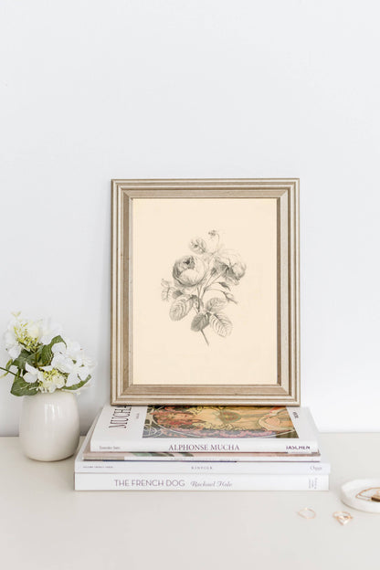 Floral Antique Vintage Art Print (framed)