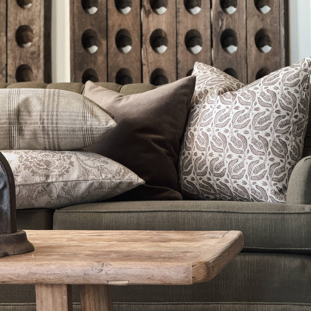 Worthington | Brown and beige neutral plaid pillow cover