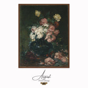 Roses - Walter Shirlaw stretched canvas print in floating frame
