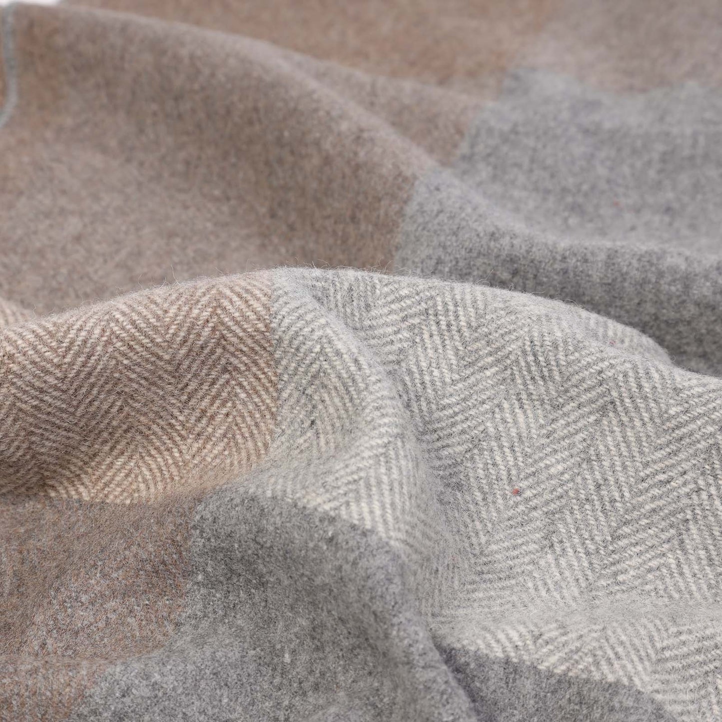 Wool Herringbone Blanket- Natural Block Check