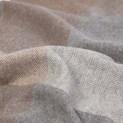 Wool Herringbone Blanket- Natural Block Check