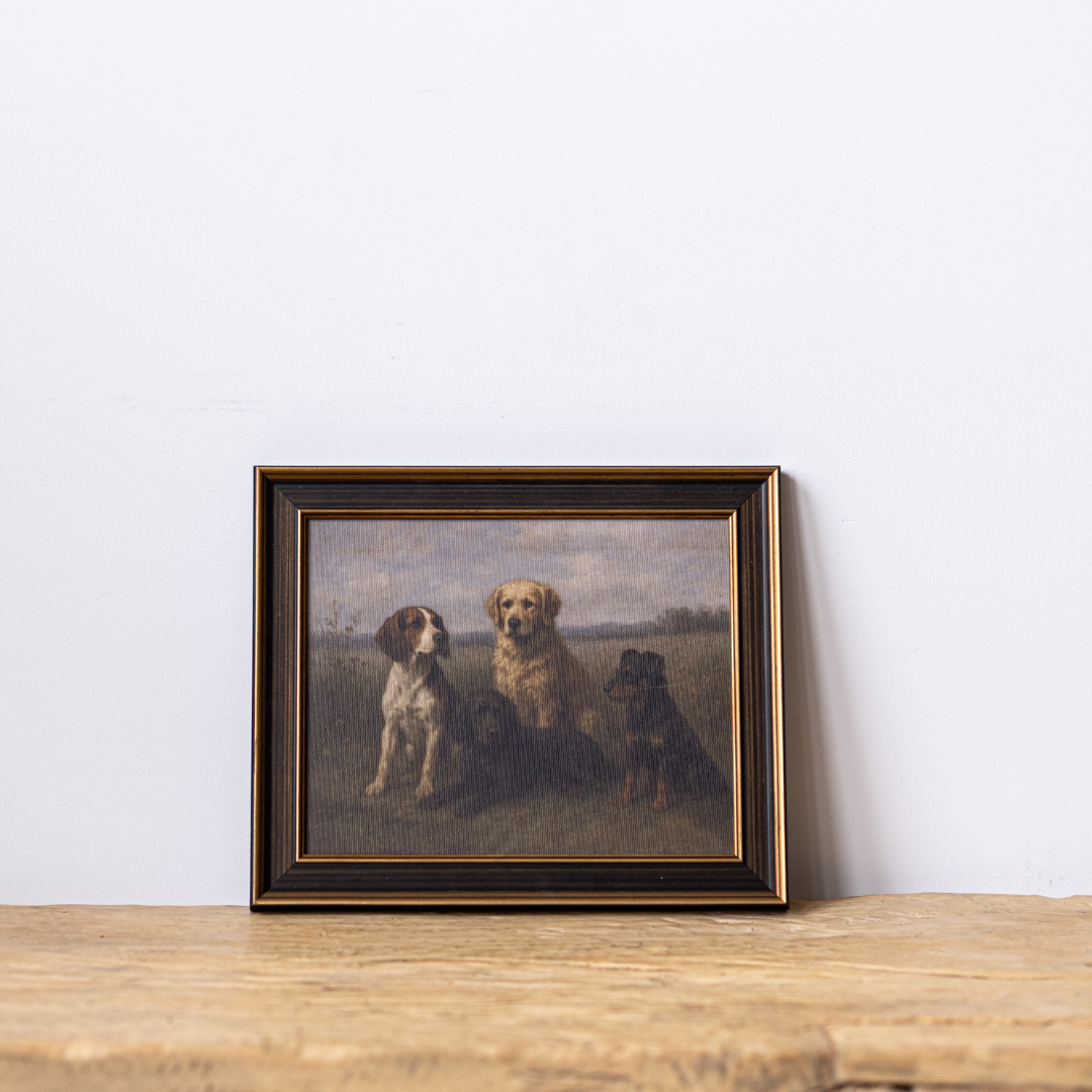 Dog Breeds | Antique Inspired Brass Trim Black Framed Art