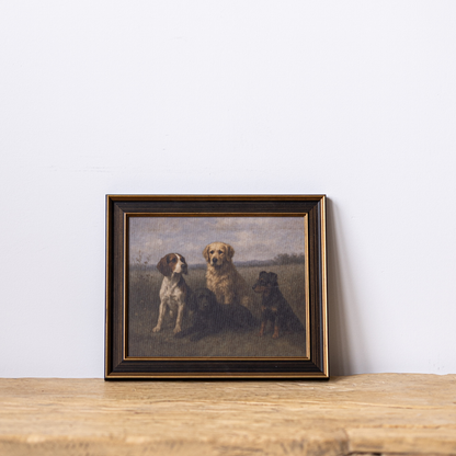 Dog Breeds | Antique Inspired Brass Trim Black Framed Art